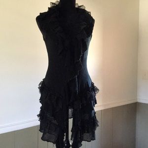 Ruffled long sweater vest